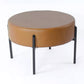Modern Round Ottoman Caramel Faux Leather - HomePop