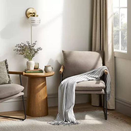 Cushioned Metal & Wood Accent Arm Chair Gray/black - Hearth & Hand With Magnolia