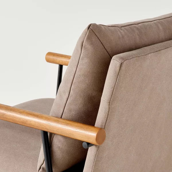 Cushioned Metal & Wood Accent Arm Chair Gray/black - Hearth & Hand With Magnolia