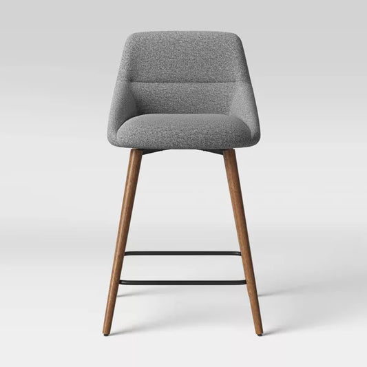 Timo Swivel Counter Height Barstool with Wood Base - Gray - Threshold