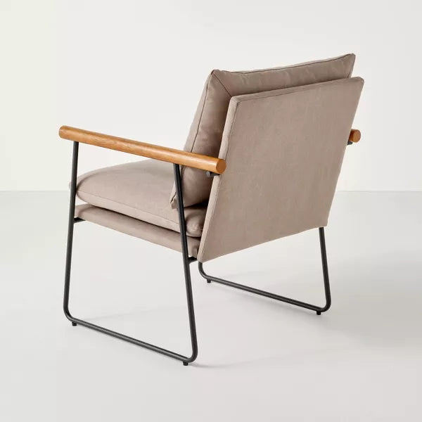 Cushioned Metal & Wood Accent Arm Chair Gray/black - Hearth & Hand With Magnolia