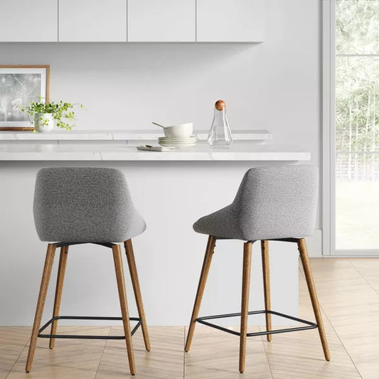 Timo Swivel Counter Height Barstool with Wood Base - Gray - Threshold