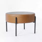 Modern Round Ottoman Caramel Faux Leather - HomePop