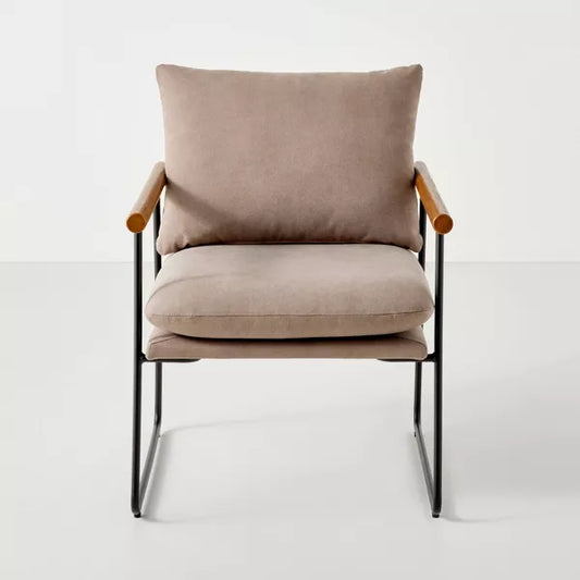 Cushioned Metal & Wood Accent Arm Chair Gray/black - Hearth & Hand With Magnolia